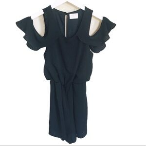 SIENNA SKY (Anthro) Boho Flutter Romper With Cold Shoulder Detail Black Sz Small